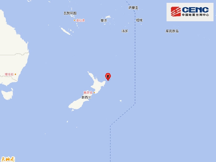 新西蘭北島附近海域發生6.0級地震 震源深度10千米