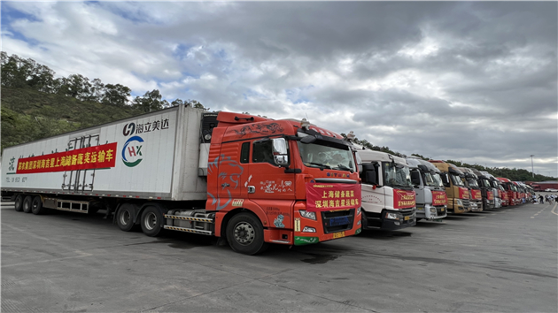 10萬份套裝 500噸蔬菜 36輛貨車駛出深圳海吉星援滬