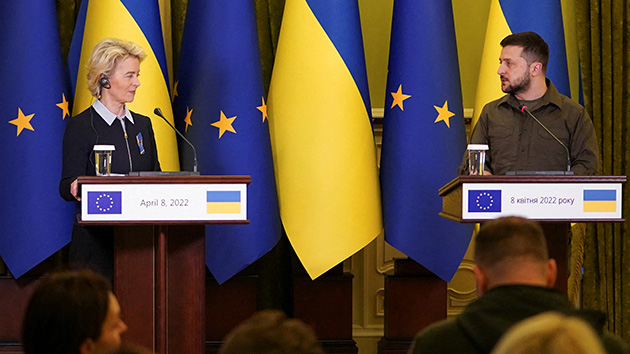 歐盟委員會主席率團到訪基輔 承諾加速烏克蘭「入歐」