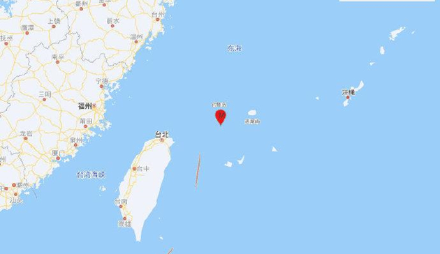 台灣東北部海域發生5.4級地震 震源深度210千米