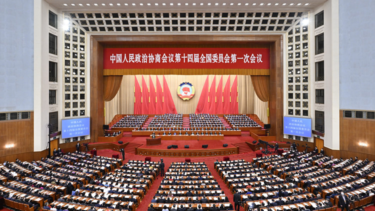 全國政協十四屆一次會議舉行第二次全體會議 王滬寧出席