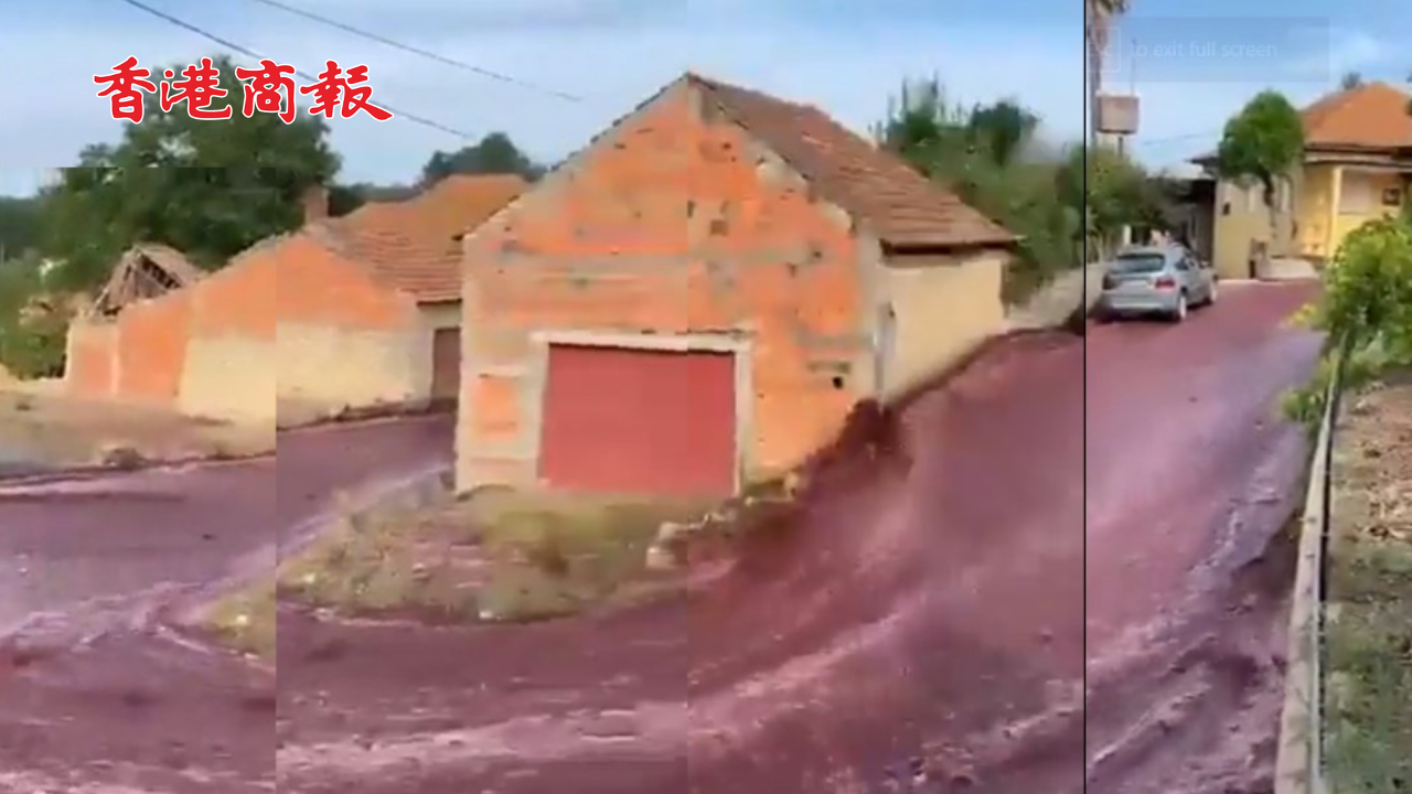 有片｜葡萄牙一小鎮驚現紅酒洪水 流量超過200萬升
