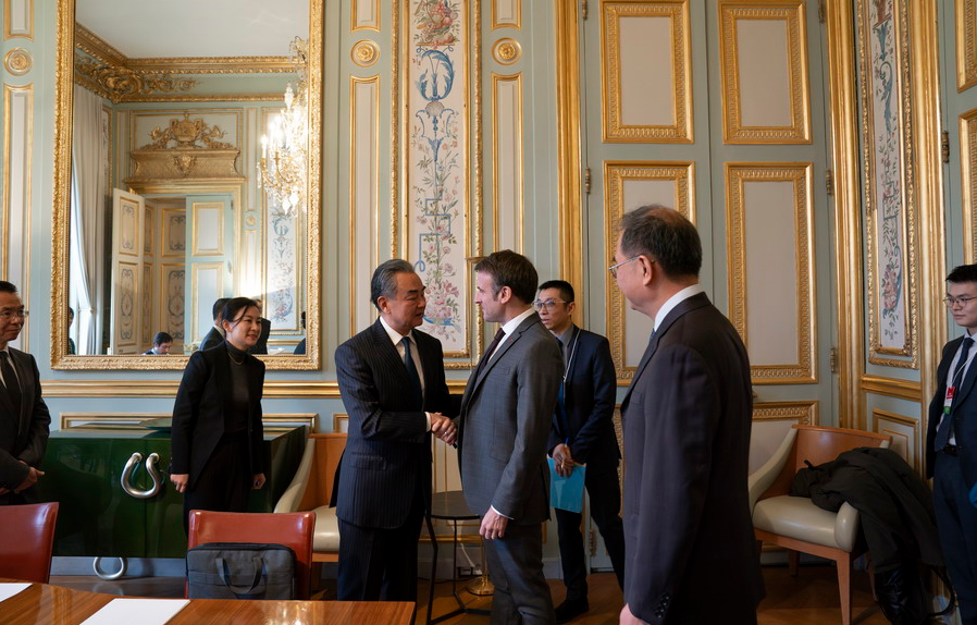 法國總統馬克龍會見王毅