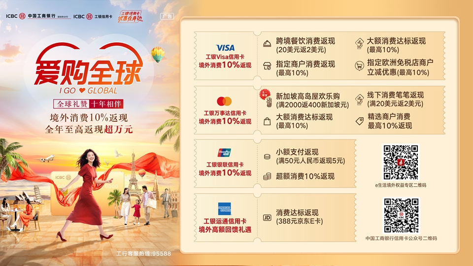 工行信用卡持續開展境外消費返現活動 助力持卡人「愛購全球」