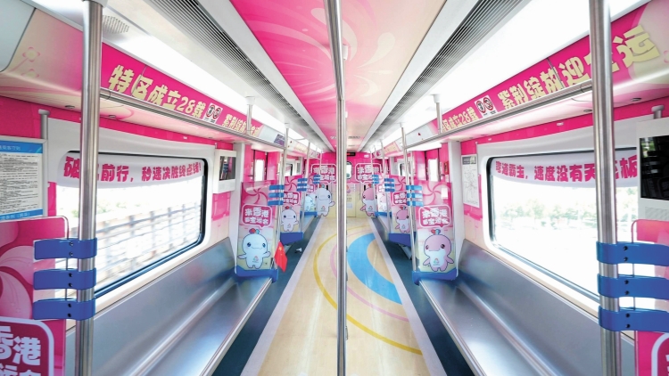 慶香港回歸祖國28周年 紫荊花綻放江城地鐵