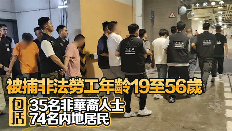 入境處就裝修飲食物流及清潔業展開打擊黑工專項行動 拘捕165人