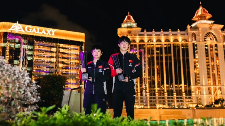 王楚欽、孫穎莎成澳門冠軍賽三冠王 發冠軍城市宣傳照