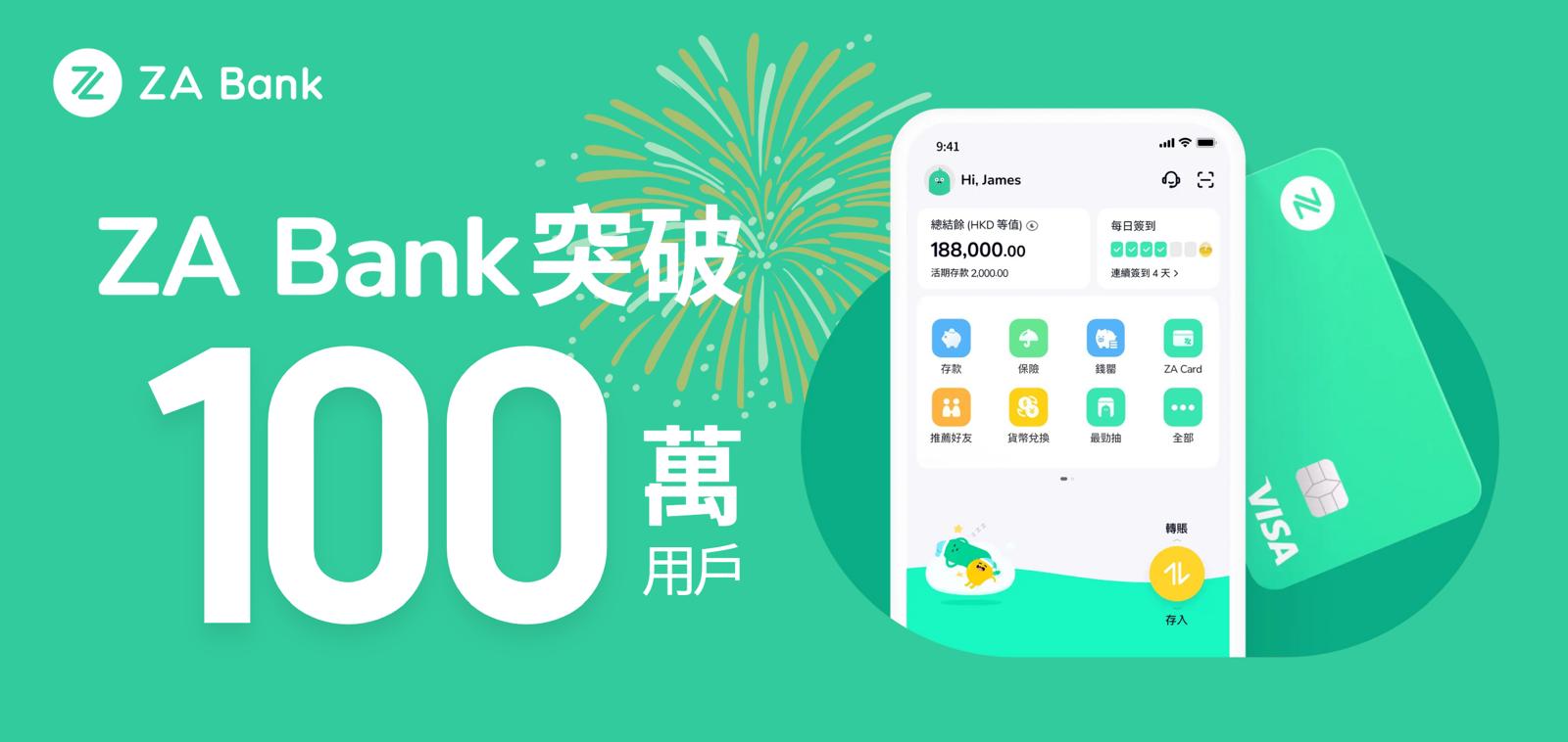 ZA Bank成港首家百萬用戶數字銀行