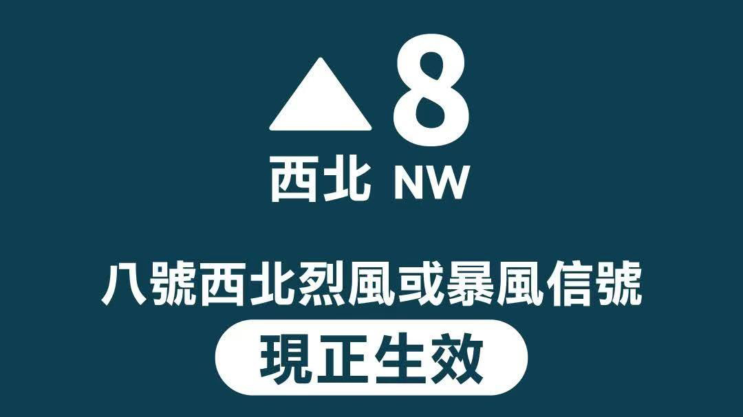 八號西北烈風或暴風信號現正生效