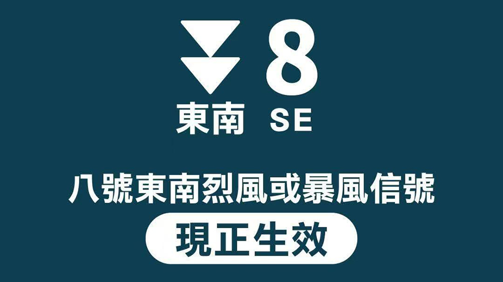 天文台改發八號東南烈風或暴風信號