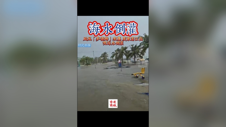 有片｜颱風「麥德姆」來襲 廣東湛江出現海水倒灌