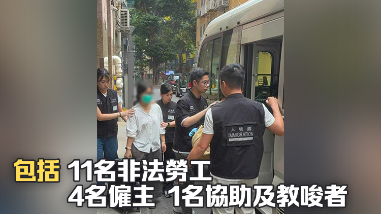入境處全港多區打擊非法勞工 拘捕16人