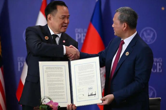 泰柬就兩國邊界和平問題簽署聯合聲明 特朗普見證