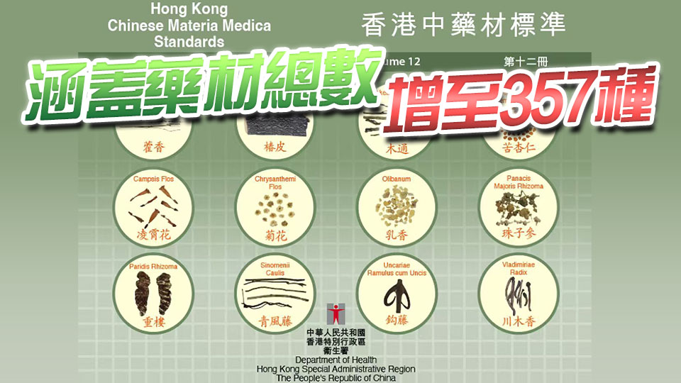 衞生署公布最新《香港中藥材標準》 增13種藥材供業界參考