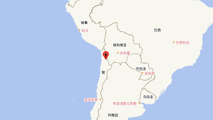 智利北部發生5.7級地震 震源深度100千米