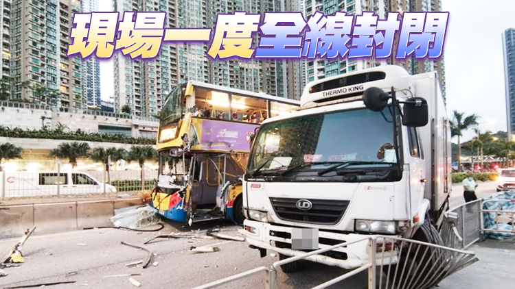 將軍澳接載TVB員工城巴與貨車相撞 車頭損毀無人受傷