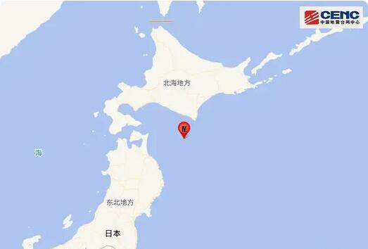 日本北海道海域發生6級地震