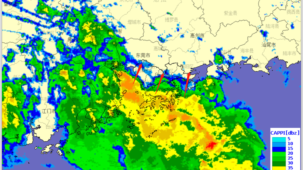 深圳市分區暴雨橙色和分區暴雨黃色預警信號生效中