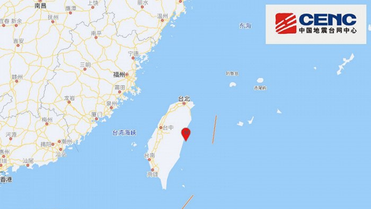 台灣花蓮縣海域發生4.6級地震 震源深度10千米